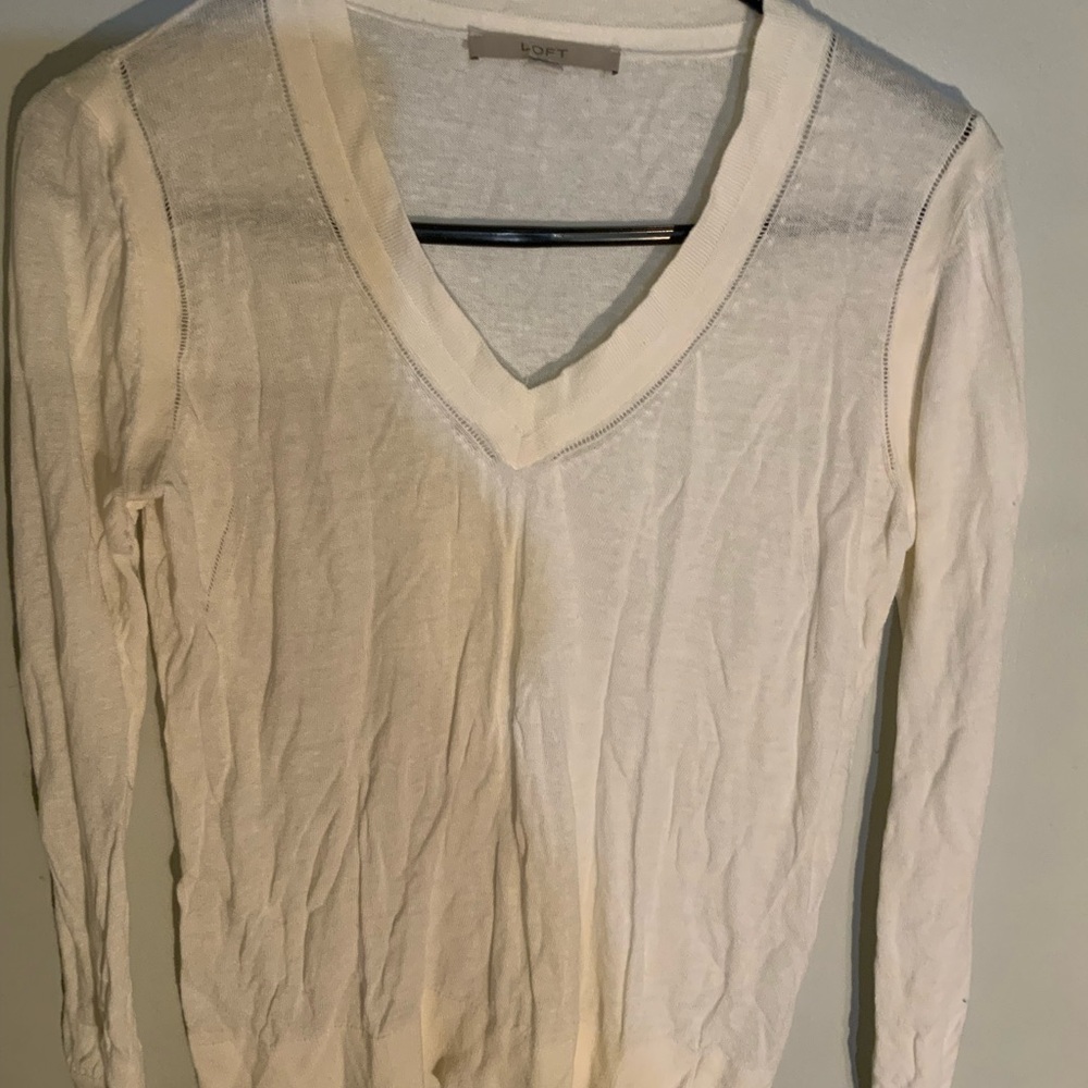 LOFT Cream Knit Top